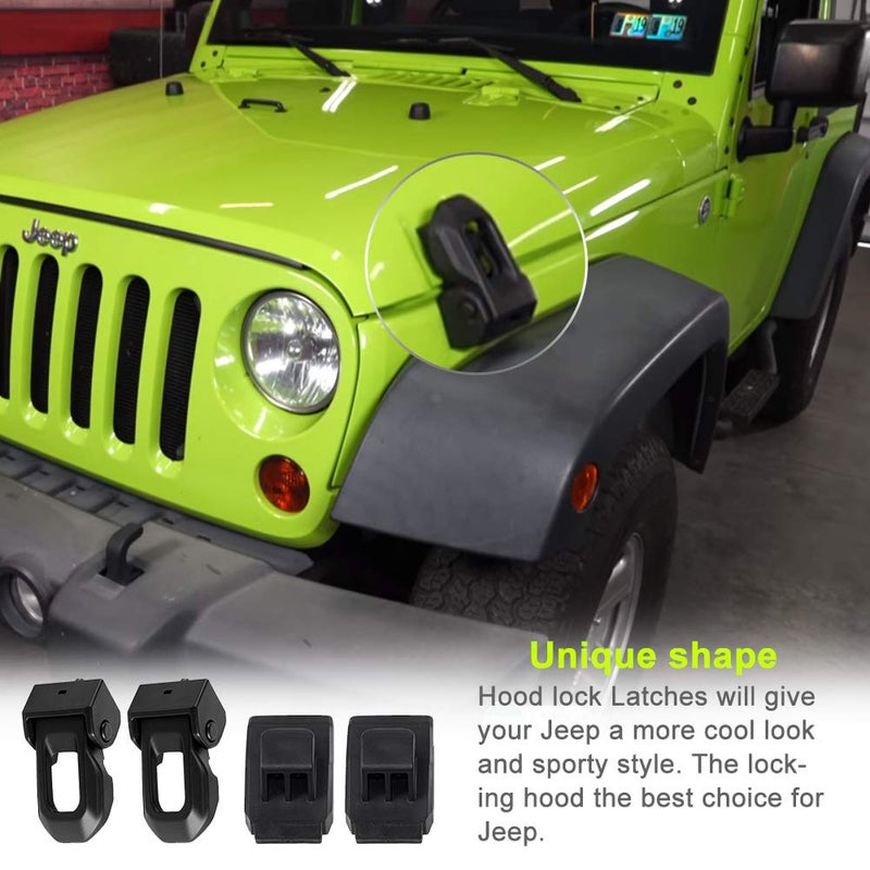 GOHAWKTEQ Jeep Hood Latch For 2007-2018 Jeep Wrangler Jk JL Black Stainless Steel Catch Kit Accessories To 2018 Jeep Wrangler - Image 3